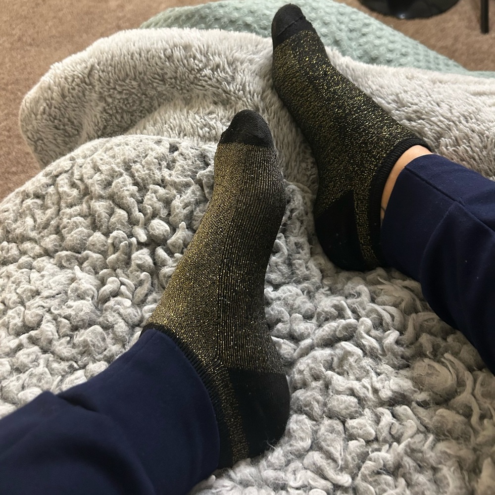 Elegant Black and Gold Women's Socks - Well loved